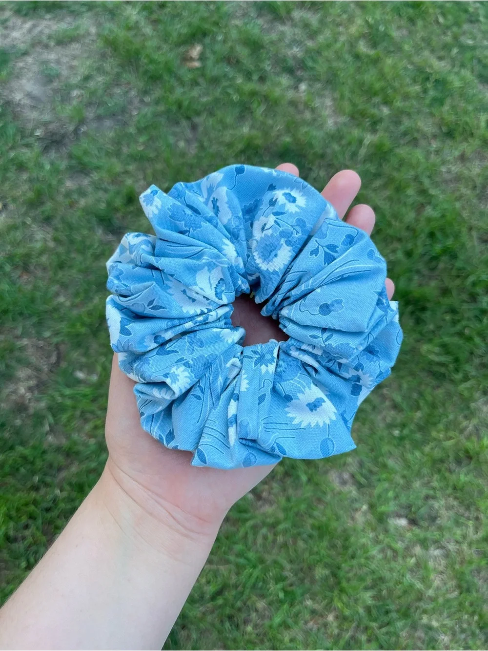Cottagecore LoveShackFancy Bridgerton Blue Floral Inspird Handmade Scrunchie Set